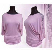 Tunika Bonita z koronką na rękawach 3/4 - pudrowy róż